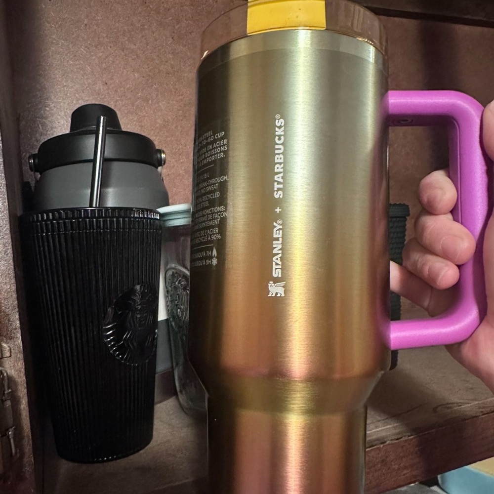 Stanley Starbucks Gold Mug with Purple Handle